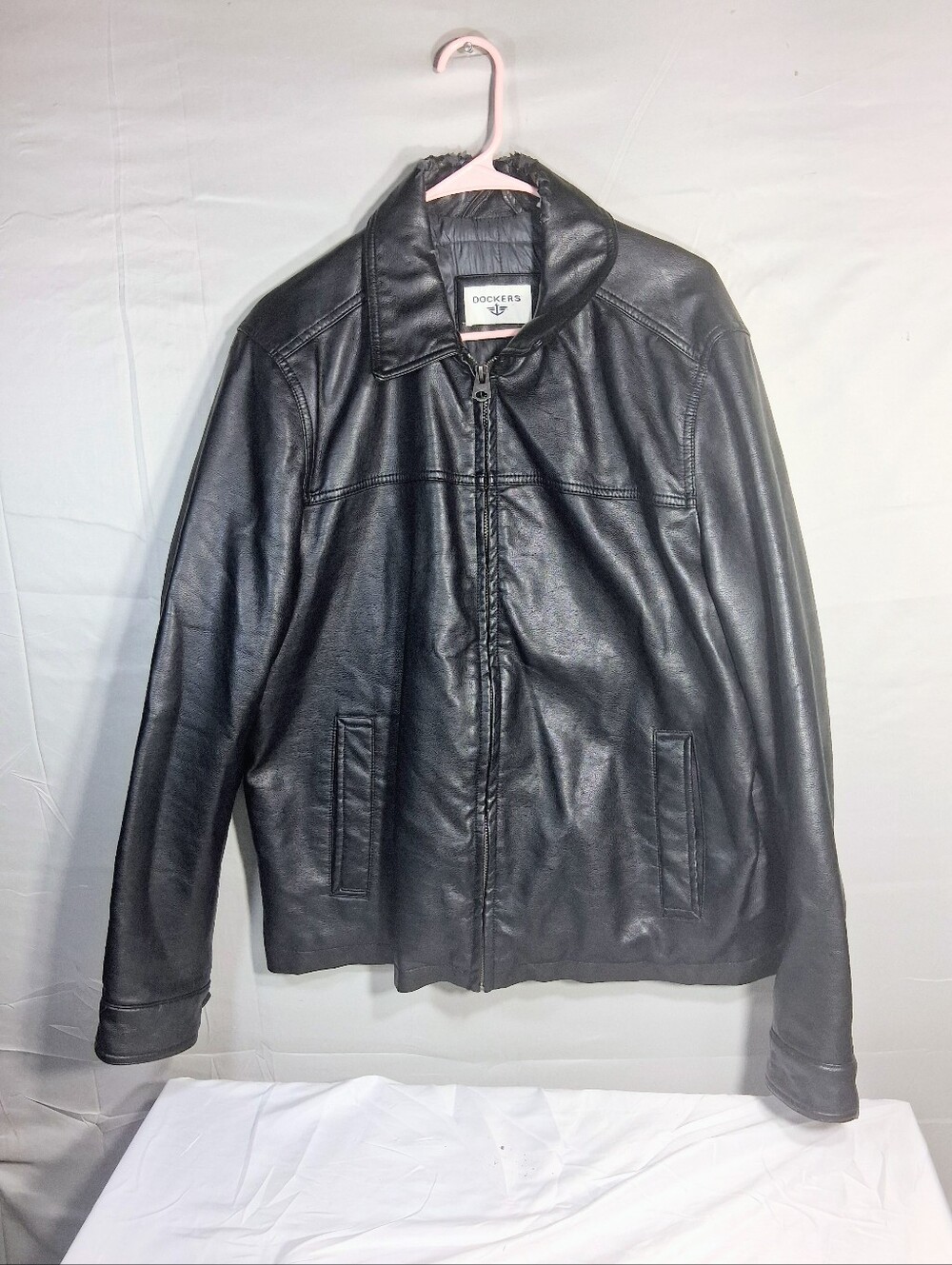 Dockers Men's L/G Faux Leather James Style 4 Pockets Full Zip Rebel Jacket